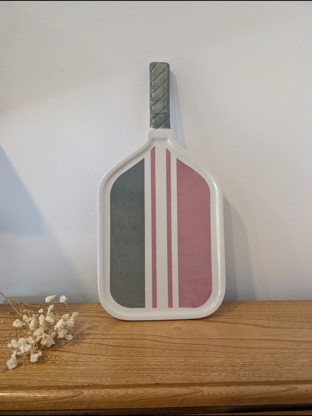 BIA Cordon Bleu Pickleball Paddle Ceramic Serving Platter - Pink & Green